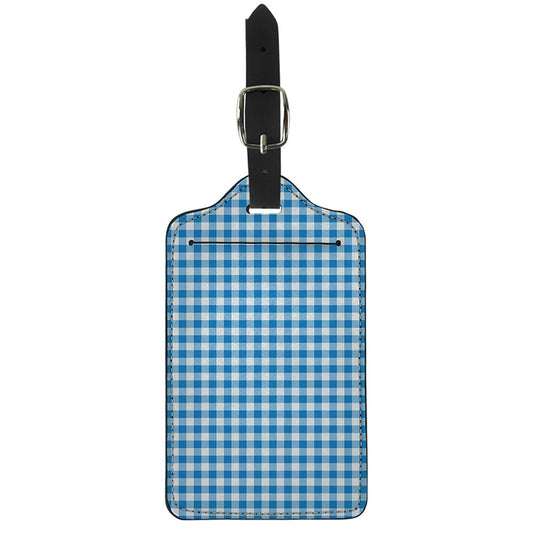 Blue And White Check Pattern Print Luggage Tag