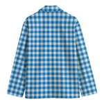 Blue And White Check Pattern Print Men's Blazer