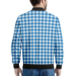 Blue And White Check Pattern Print Men's Bomber Jacket