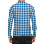 Blue And White Check Pattern Print Men's Long Sleeve Rash Guard