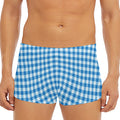 Blue And White Check Pattern Print Men's Short Boxer Briefs