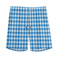 Blue And White Check Pattern Print Men's Athletic Shorts