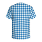 Blue And White Check Pattern Print Men's Sports T-Shirt