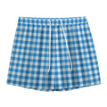 Blue And White Check Pattern Print Mesh Shorts