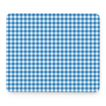 Blue And White Check Pattern Print Mouse Pad