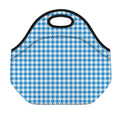 Blue And White Check Pattern Print Neoprene Lunch Bag