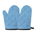 Blue And White Check Pattern Print Oven Mitts
