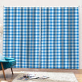 Blue And White Check Pattern Print Pencil Pleat Curtains