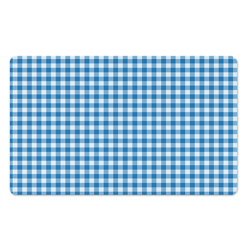 Blue And White Check Pattern Print Polyester Doormat