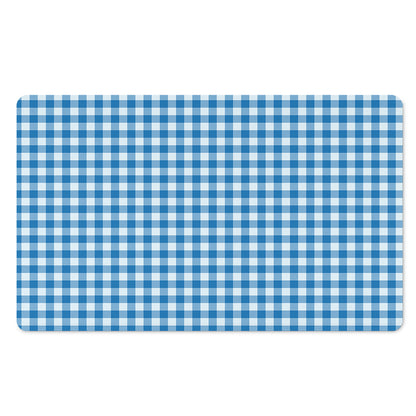 Blue And White Check Pattern Print Polyester Doormat