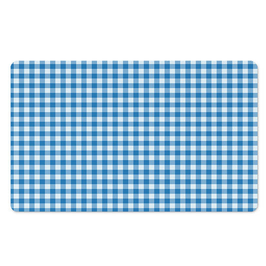 Blue And White Check Pattern Print Polyester Doormat