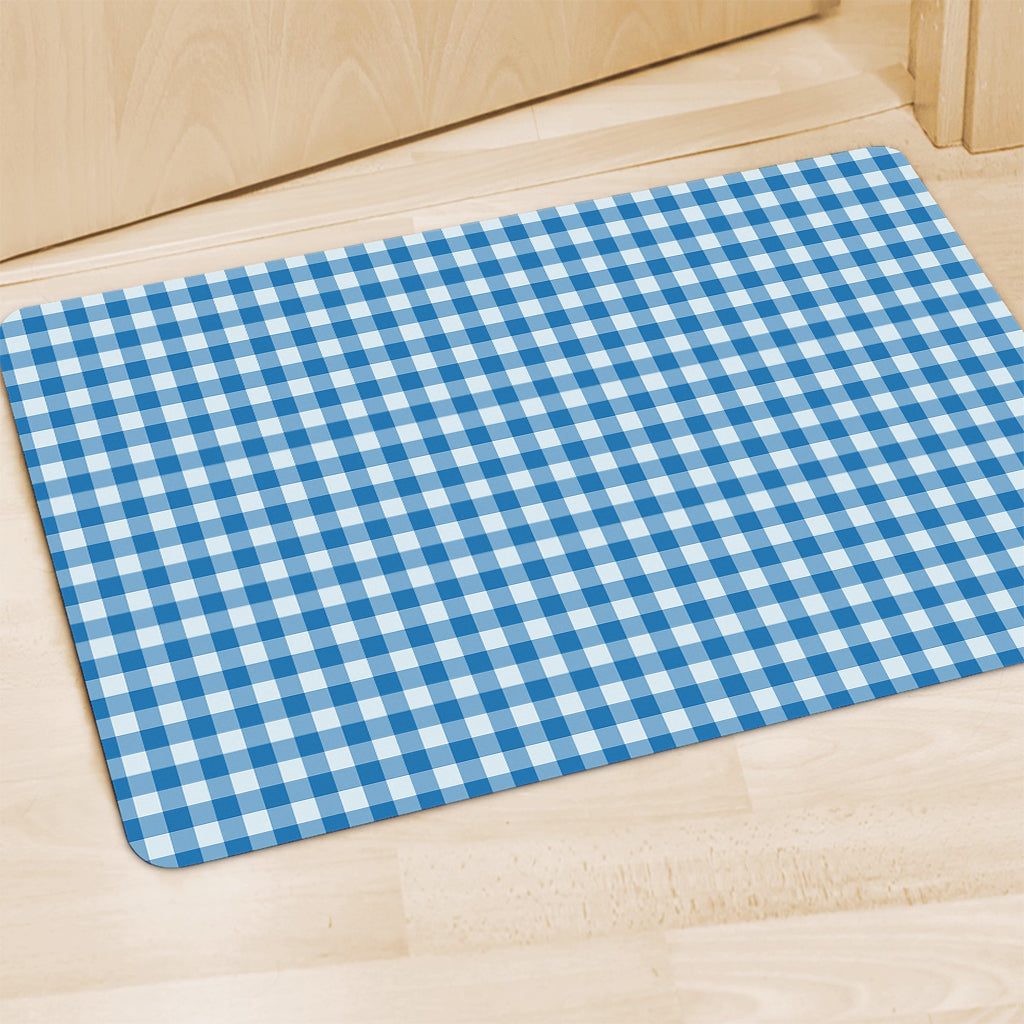 Blue And White Check Pattern Print Polyester Doormat