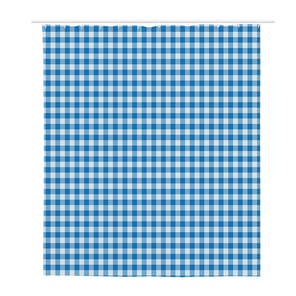 Blue And White Check Pattern Print Polyester Shower Curtain
