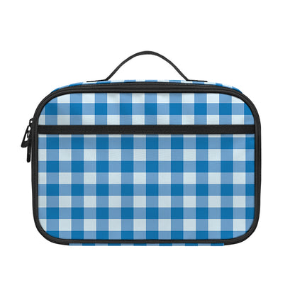 Blue And White Check Pattern Print Portable Lunch Bag