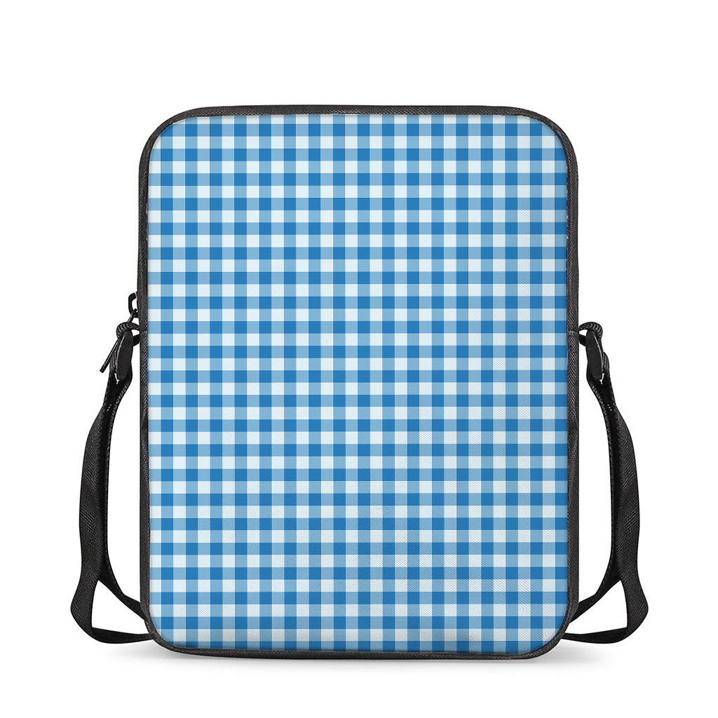 Blue And White Check Pattern Print Rectangular Crossbody Bag