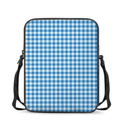 Blue And White Check Pattern Print Rectangular Crossbody Bag