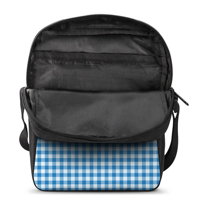 Blue And White Check Pattern Print Rectangular Crossbody Bag