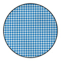 Blue And White Check Pattern Print Round Floor Mat