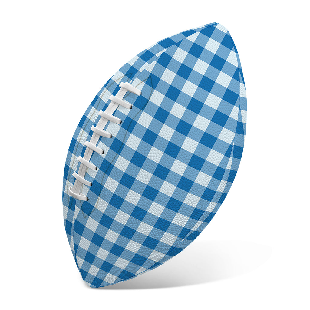 Blue And White Check Pattern Print Rugby Ball