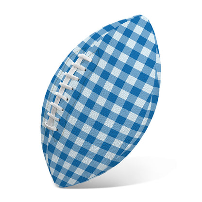 Blue And White Check Pattern Print Rugby Ball