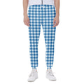 Blue And White Check Pattern Print Joggers