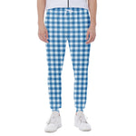 Blue And White Check Pattern Print Scuba Joggers
