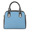 Blue And White Check Pattern Print Shoulder Handbag