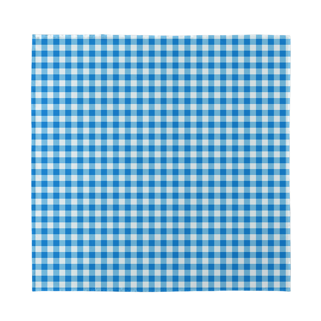 Blue And White Check Pattern Print Silk Bandana
