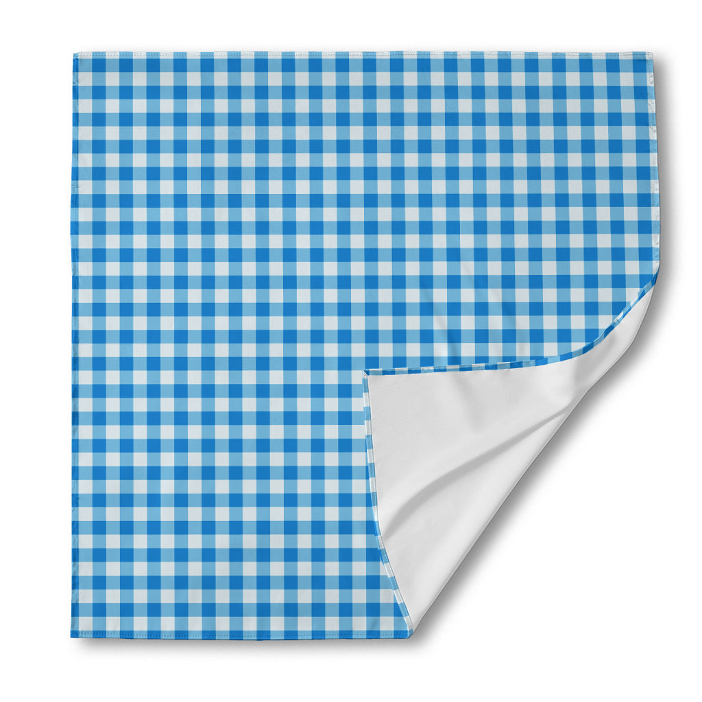 Blue And White Check Pattern Print Silk Bandana