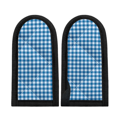 Blue And White Check Pattern Print Skillet Handle Cover