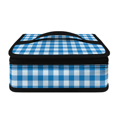 Blue And White Check Pattern Print Small Lunch Bag