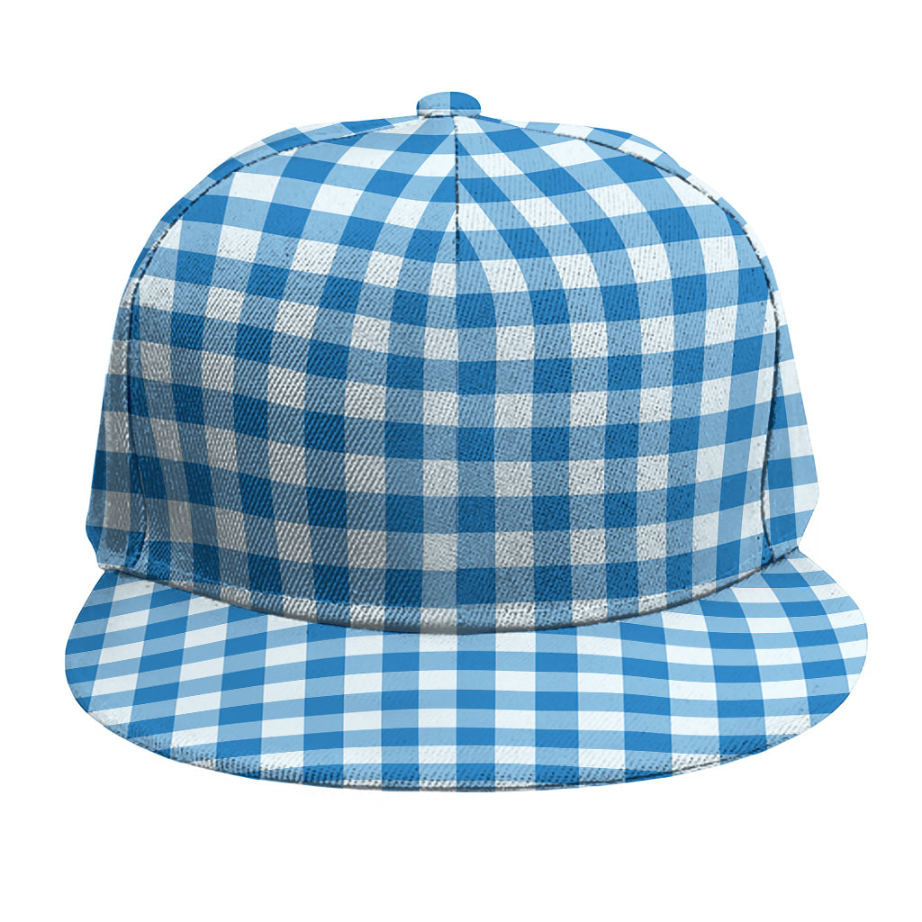 Blue And White Check Pattern Print Snapback Cap