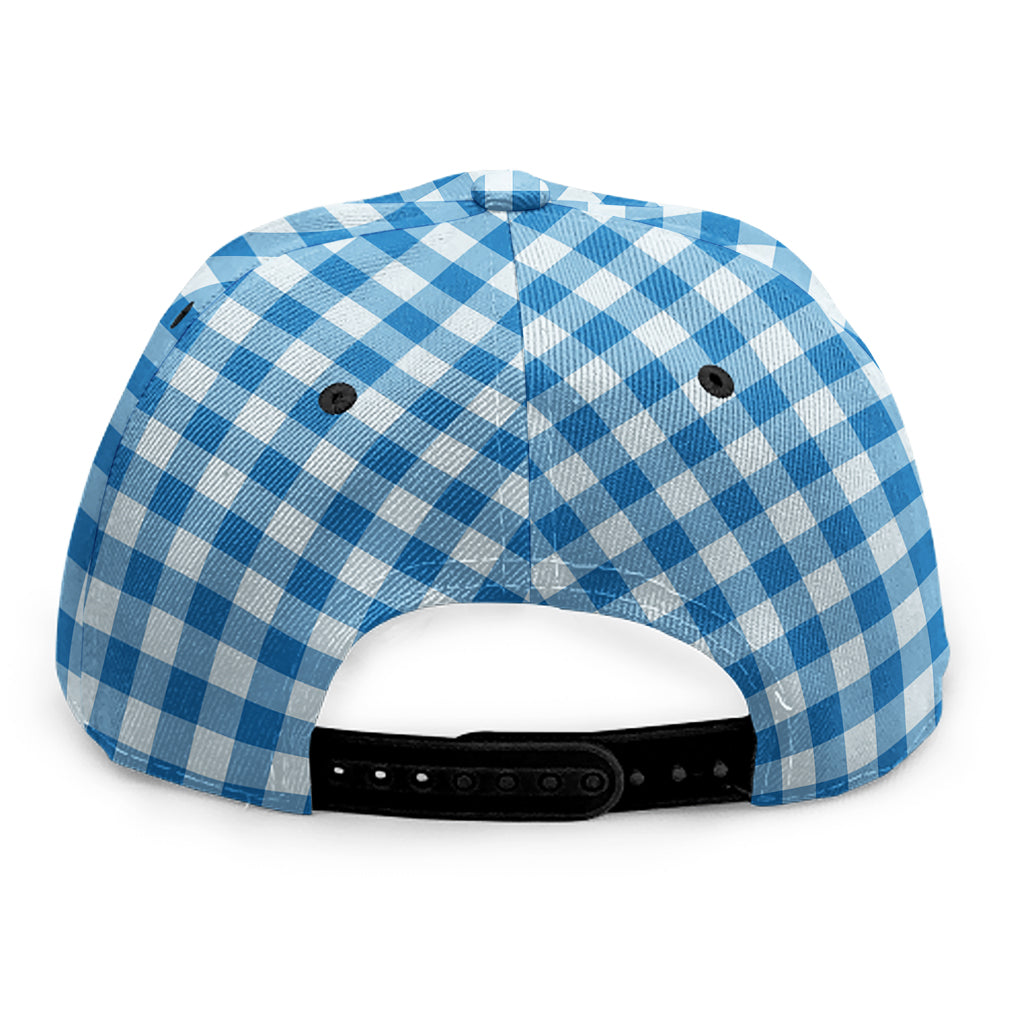 Blue And White Check Pattern Print Snapback Cap
