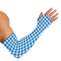 Blue And White Check Pattern Print Sun Protection Arm Sleeves