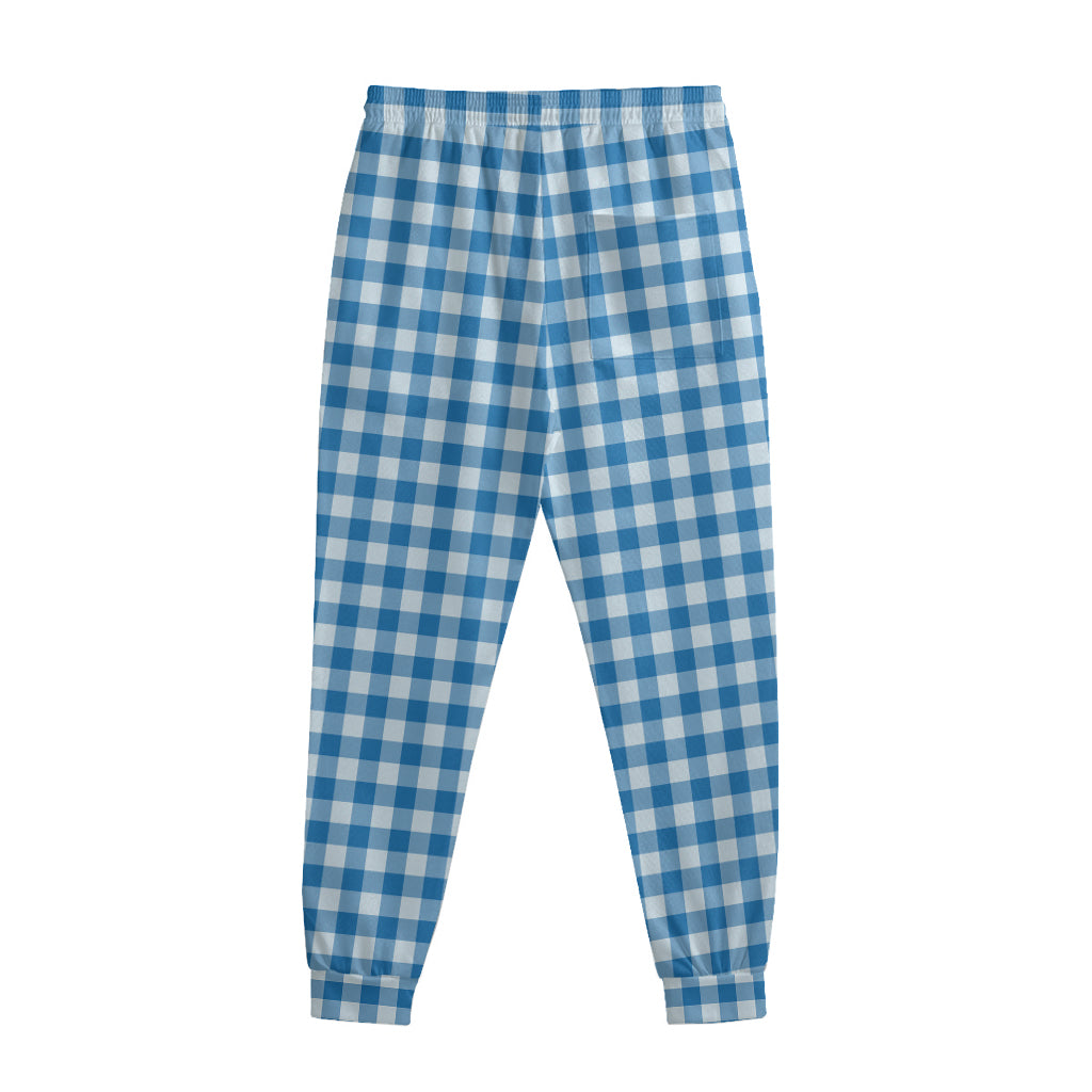 Blue And White Check Pattern Print Sweatpants