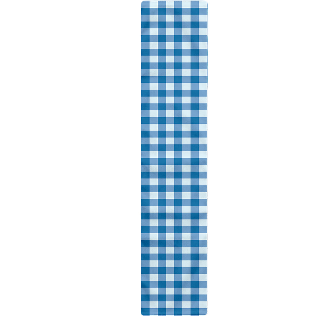 Blue And White Check Pattern Print Table Runner