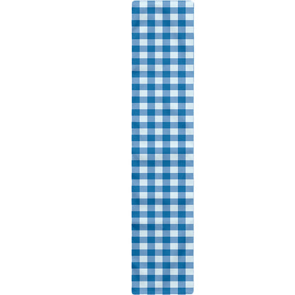 Blue And White Check Pattern Print Table Runner