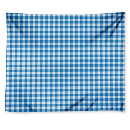 Blue And White Check Pattern Print Tapestry