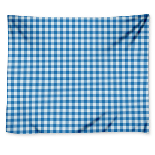 Blue And White Check Pattern Print Tapestry