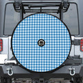 Blue And White Check Pattern Print Tire Cover With Camera Hole