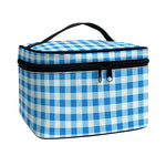 Blue And White Check Pattern Print Travel Makeup Bag