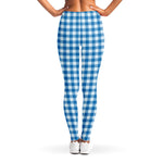 Blue And White Check Pattern Print Women's Leggings
