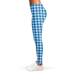 Blue And White Check Pattern Print Women's Leggings