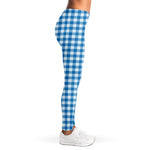 Blue And White Check Pattern Print Women's Leggings