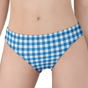 Blue And White Check Pattern Print Women's Panties