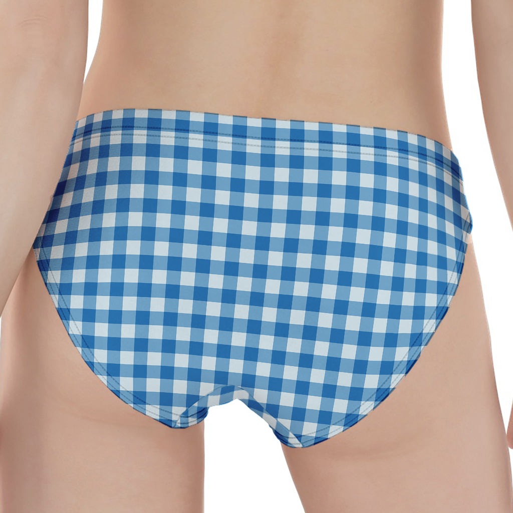 Blue And White Check Pattern Print Women's Panties