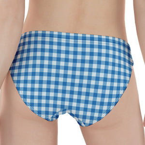 Blue And White Check Pattern Print Women's Panties