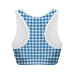 Blue And White Check Pattern Print Women's Sports Bra