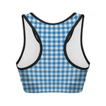 Blue And White Check Pattern Print Women's Sports Bra