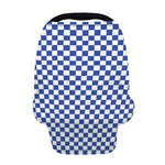Blue And White Checkered Pattern Print Baby Seat Cover
